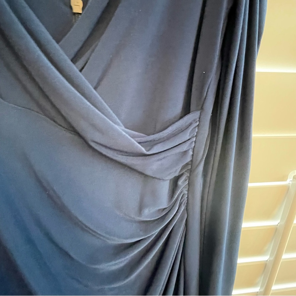 Ralph Lauren Blue Sheath Dress V-Neck Sleeveless Night Out - Picture 3 of 6